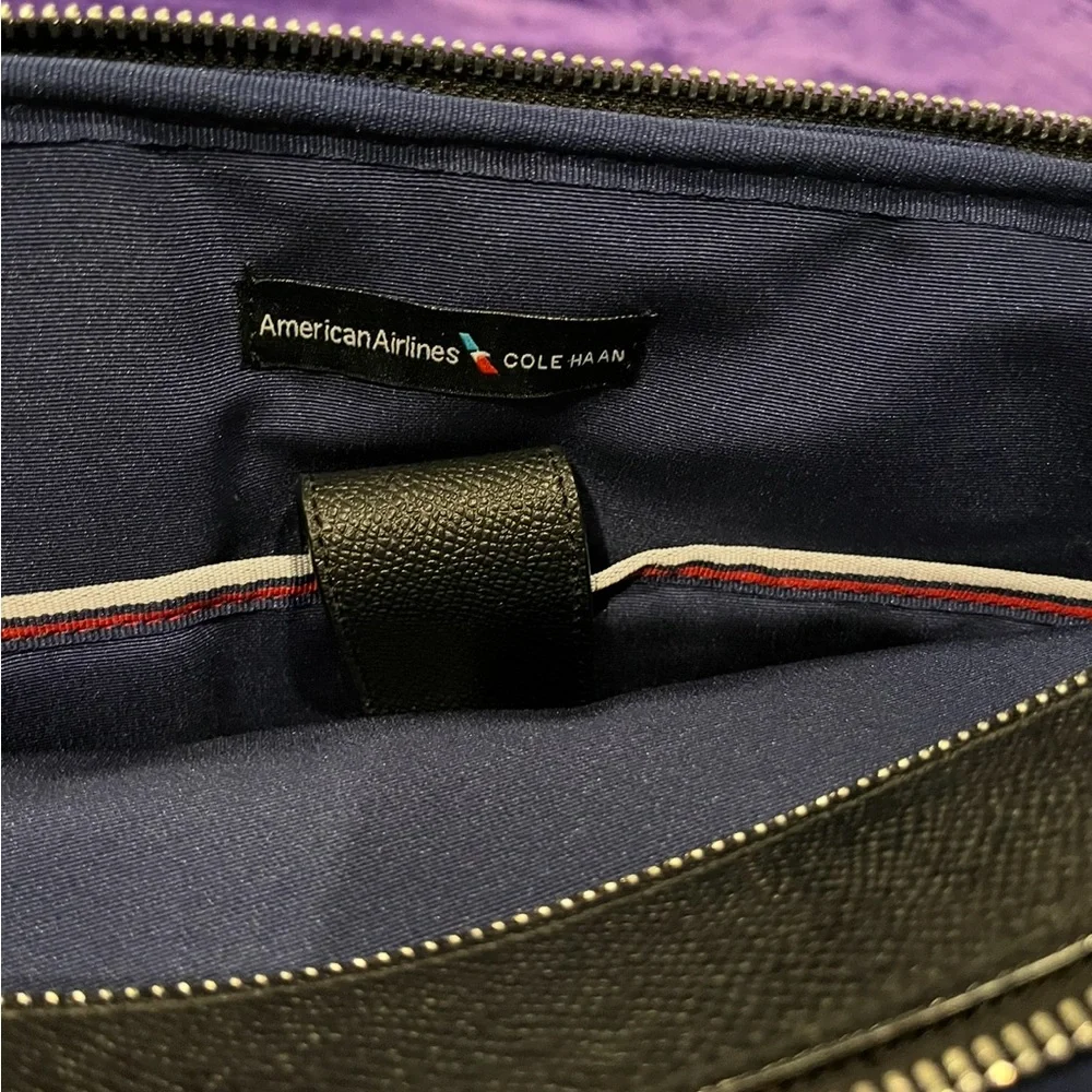 Cole Haan American Airlines Black Leather Briefcase Bag